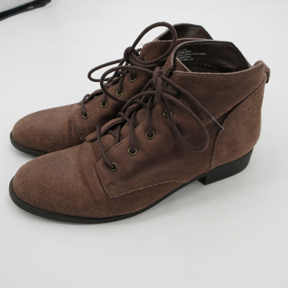 Steve Madden Rool Brown Suede Leather Lace Up Ankle Boots Round Toe Low 9.5M